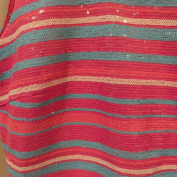 Astley Barbie pink striped sequin mini-dress-Size 2 - Picture 3 of 5